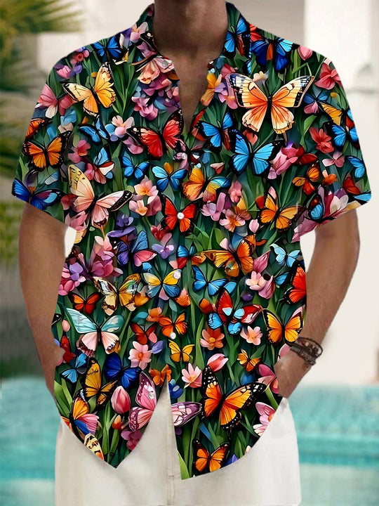 Butterfly Men's Short Sleeve Pocket Shirt Front View