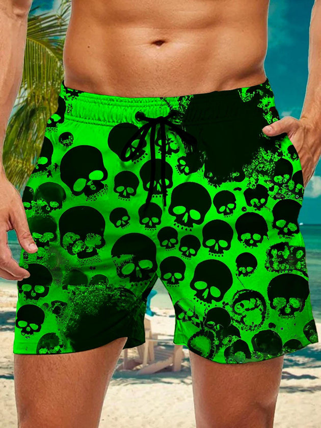 men's skull print casual pants front view