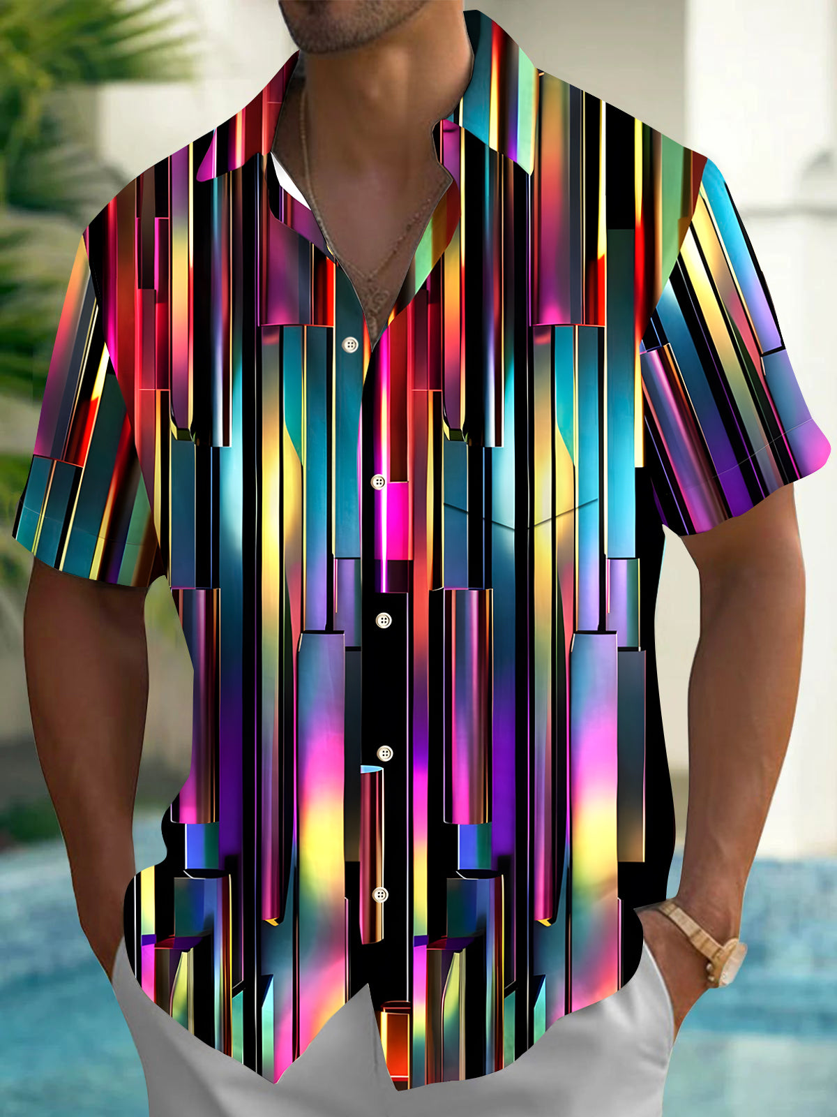 Geometry Men's Pocket Short Sleeve Shirts