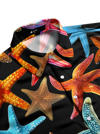 men's ocean print shirt side view