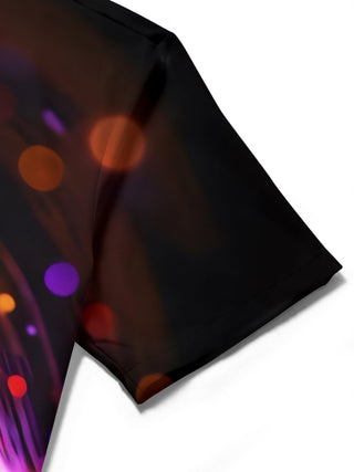 men's music print shirt close-up short sleeve