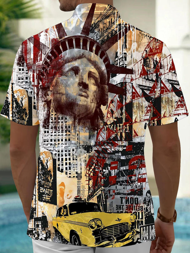 men's artistic design shirt back view