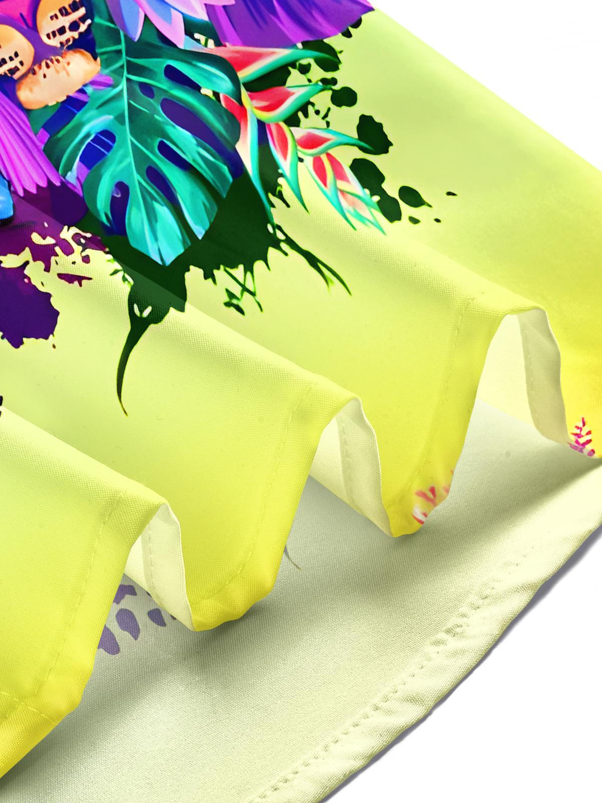 Hawaiian Cheetah Parrot Butterfly Flower Leaf Men's Pocket Short Sleeve Shirts