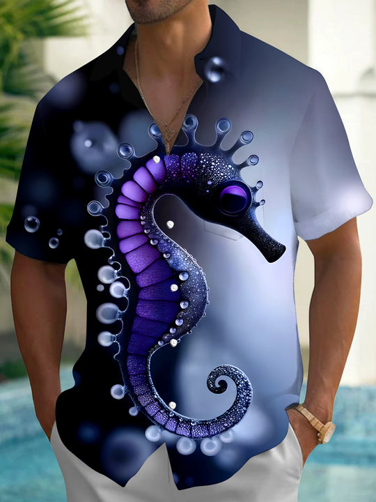 men's Hawaiian shirt front view tropical beach vacation