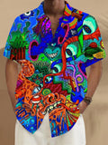 Abstract Art Print Men's Pocket Short Sleeve Shirts