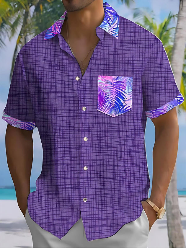men's Hawaiian shirt front view tropical beach vacation