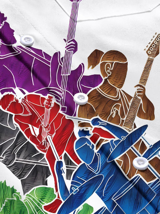 men's art print shirt close-up short sleeve