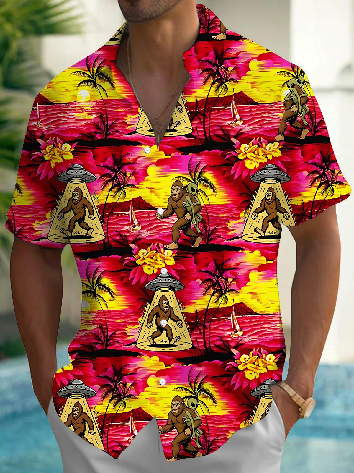men's Hawaiian shirt front view tropical beach vacation