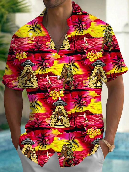 men's Hawaiian shirt front view tropical beach vacation