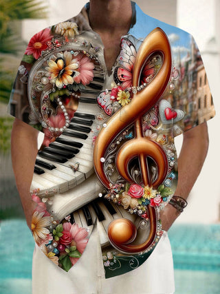men's music print shirt front view