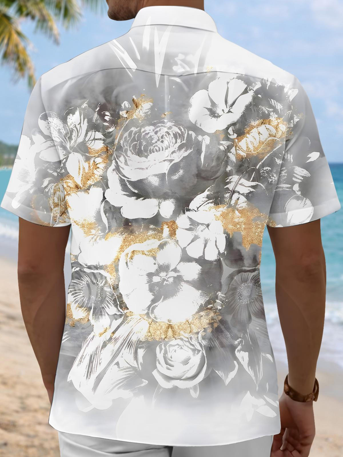 Floral Men's Pocket Short Sleeve Shirts