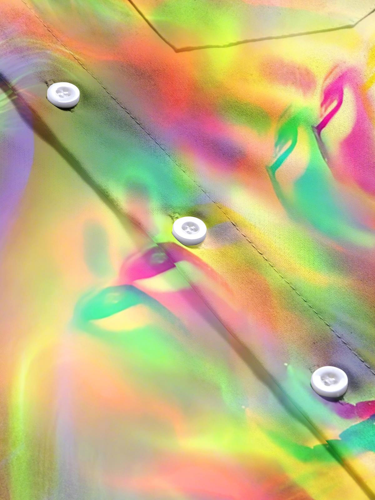 Gradient Lion Print Men's Pocket Short Sleeve Shirts