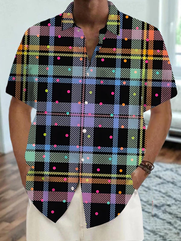 men's geometric print shirt front view