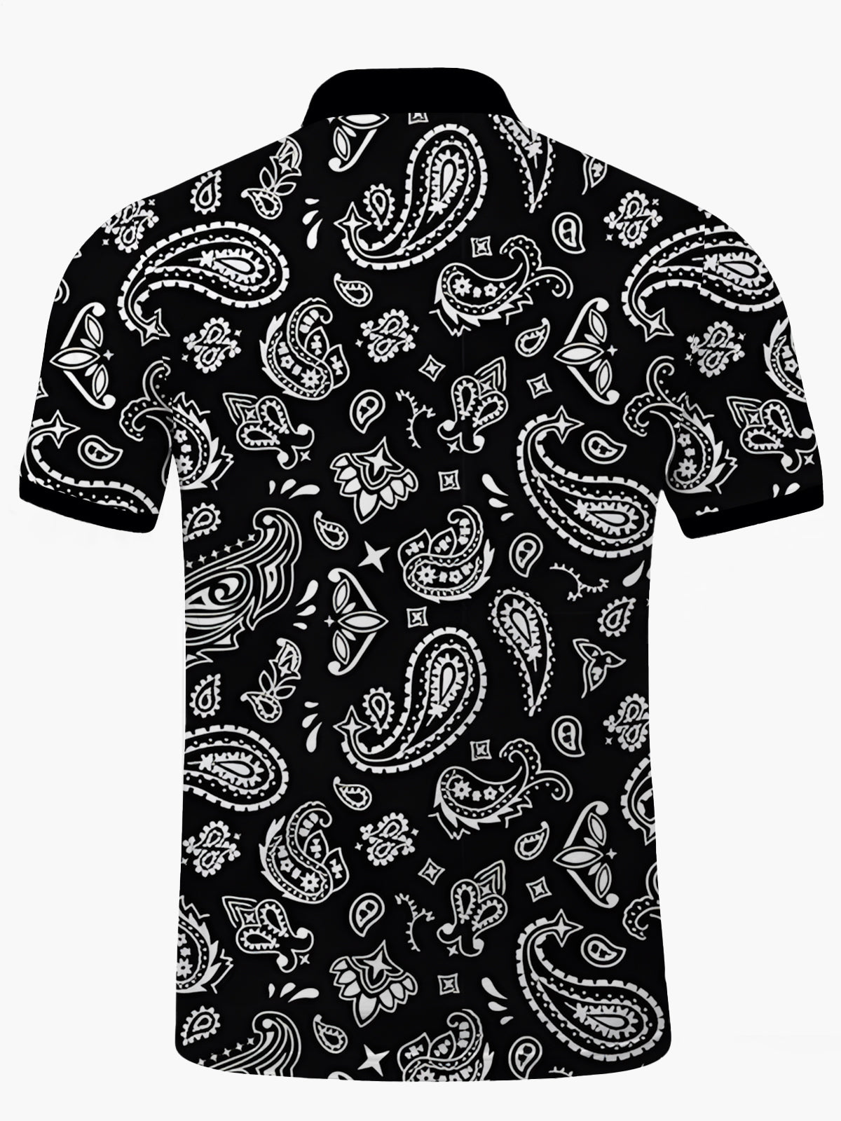 Paisley Print Men's Short Sleeve Button Polo Shirt