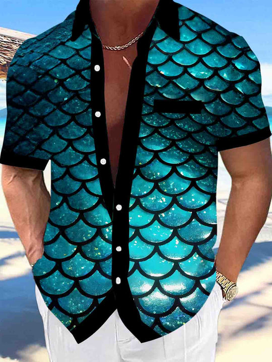 men's fish print shirt front view