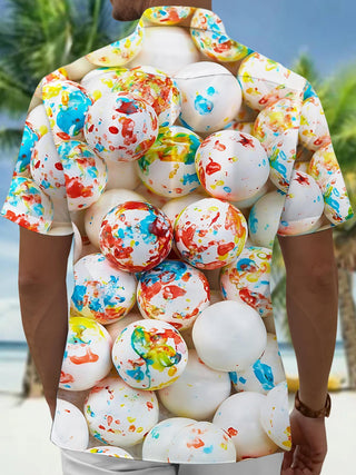 Men's candy print pocket short sleeve shirt back view