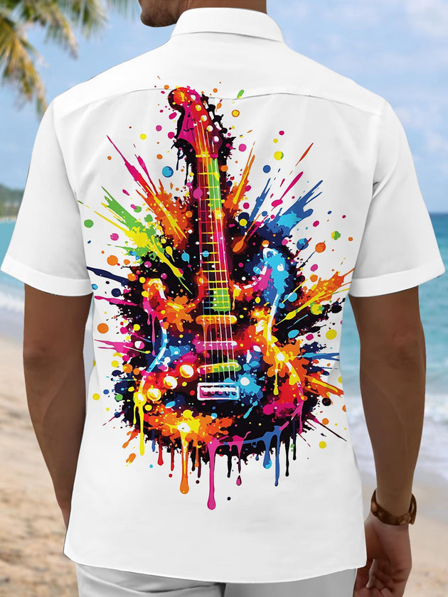 men's music print shirt back view