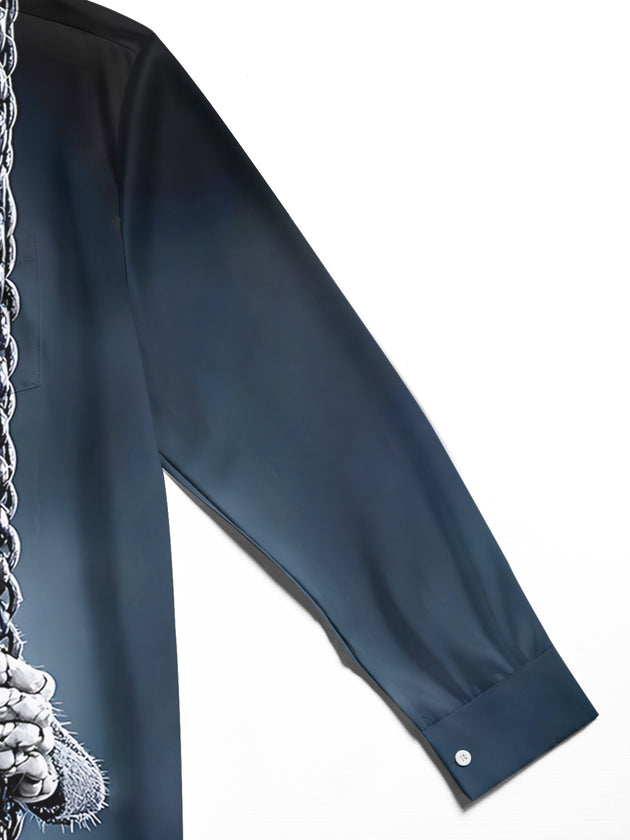 men's skull print shirt close-up full sleeve
