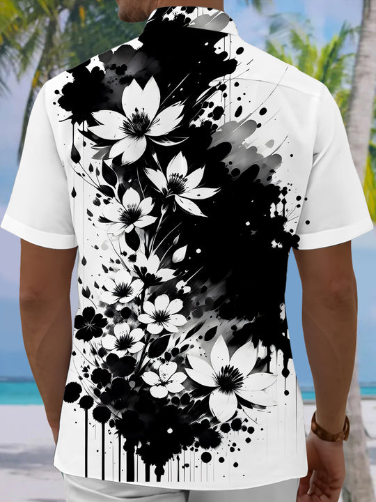 Men's floral short sleeve Hawaiian shirt back view