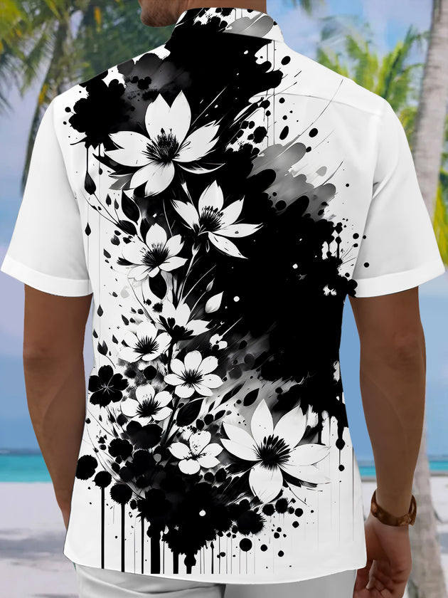 Men's floral short sleeve Hawaiian shirt back view