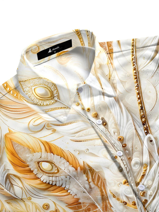 men's exotic bird pattern shirt side view