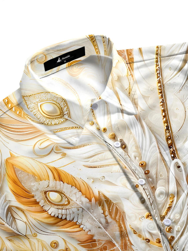 men's exotic bird pattern shirt side view