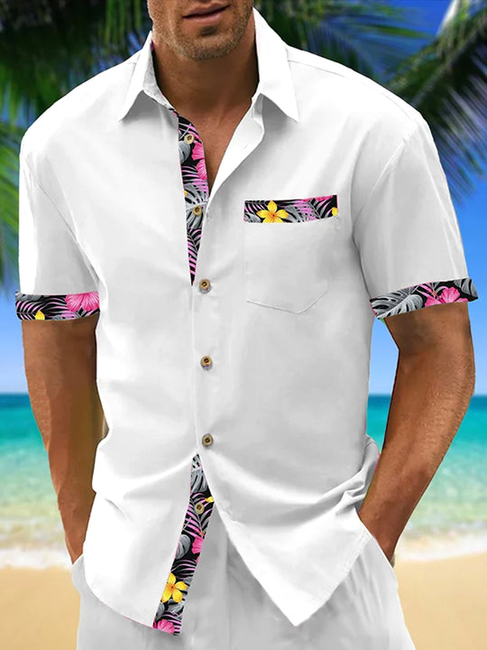 men's Hawaiian shirt front view tropical beach vacation