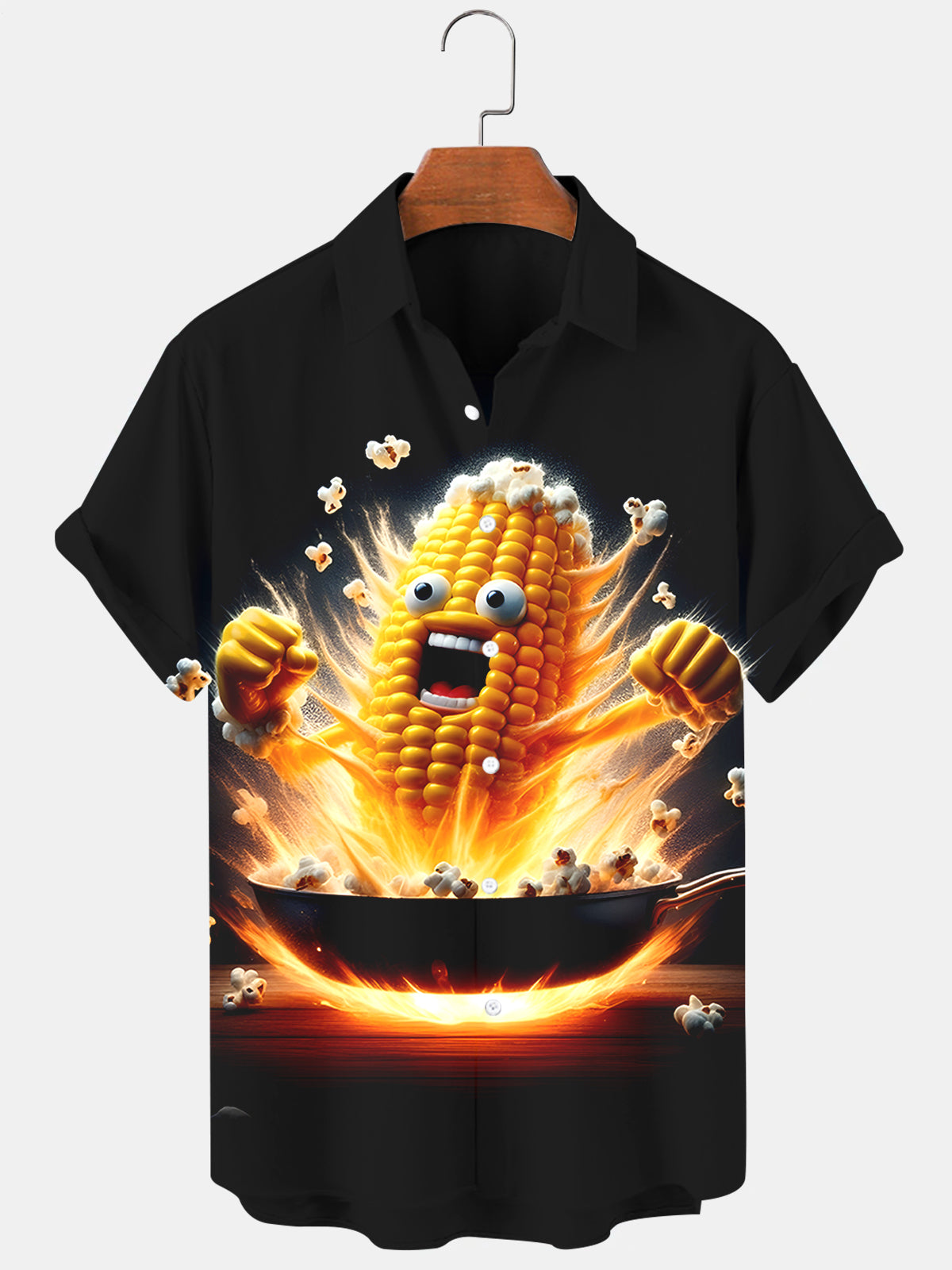 Corn Popcorn Men's Pocket Short Sleeve Shirts