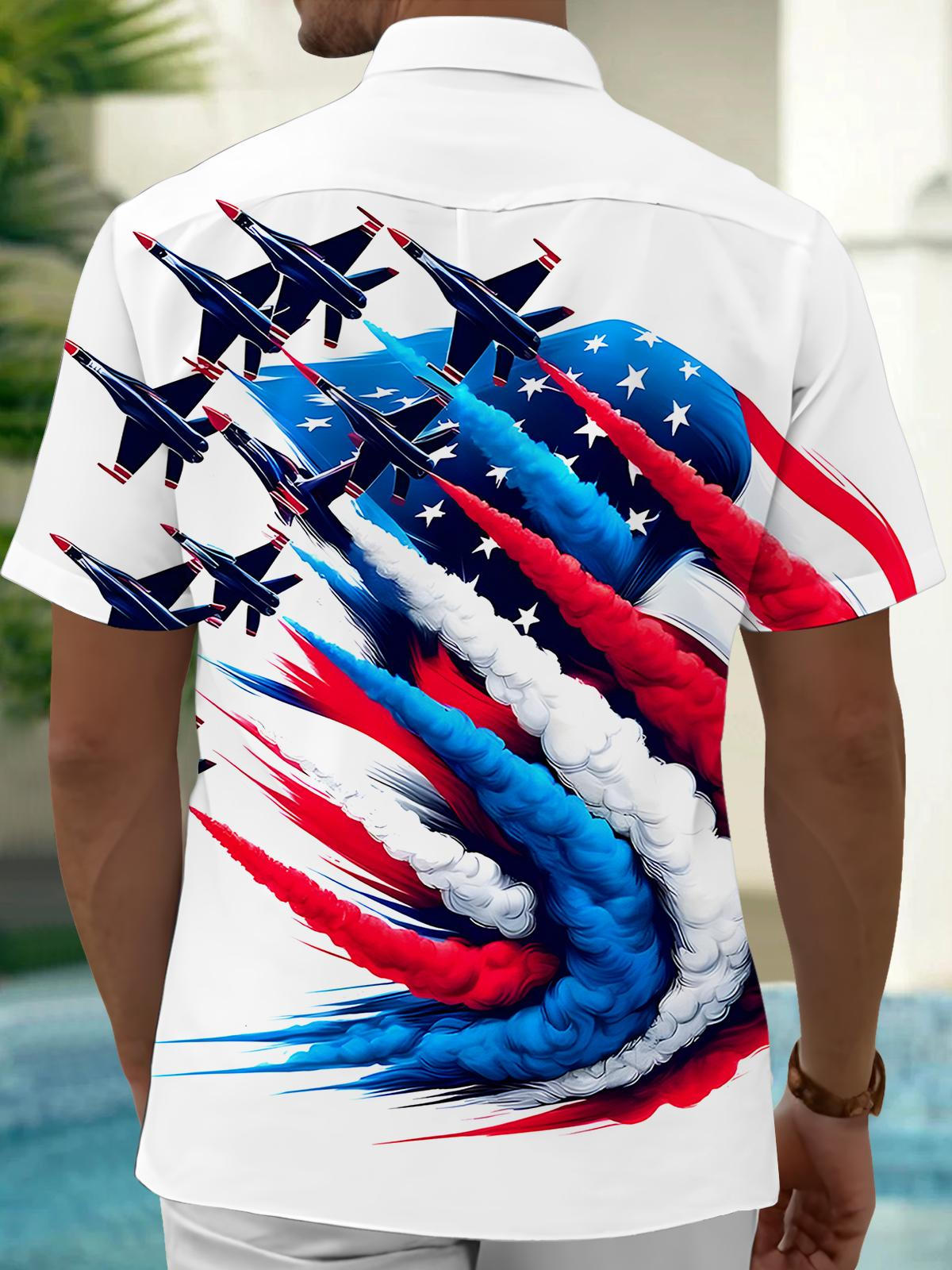 Independence Day Airplane Men's Pocket Short Sleeve Shirts