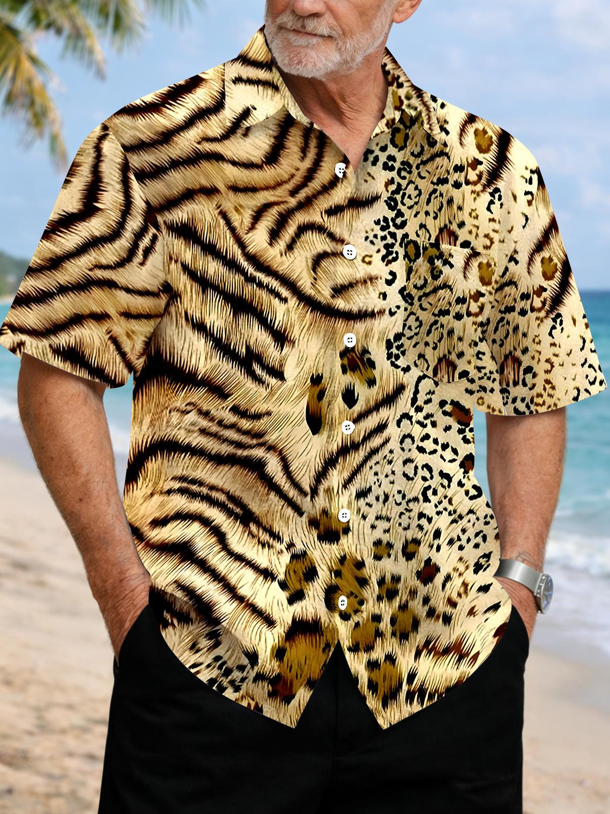 men's leopard print shirt front view