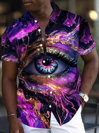 men's eye graphic print shirt front view