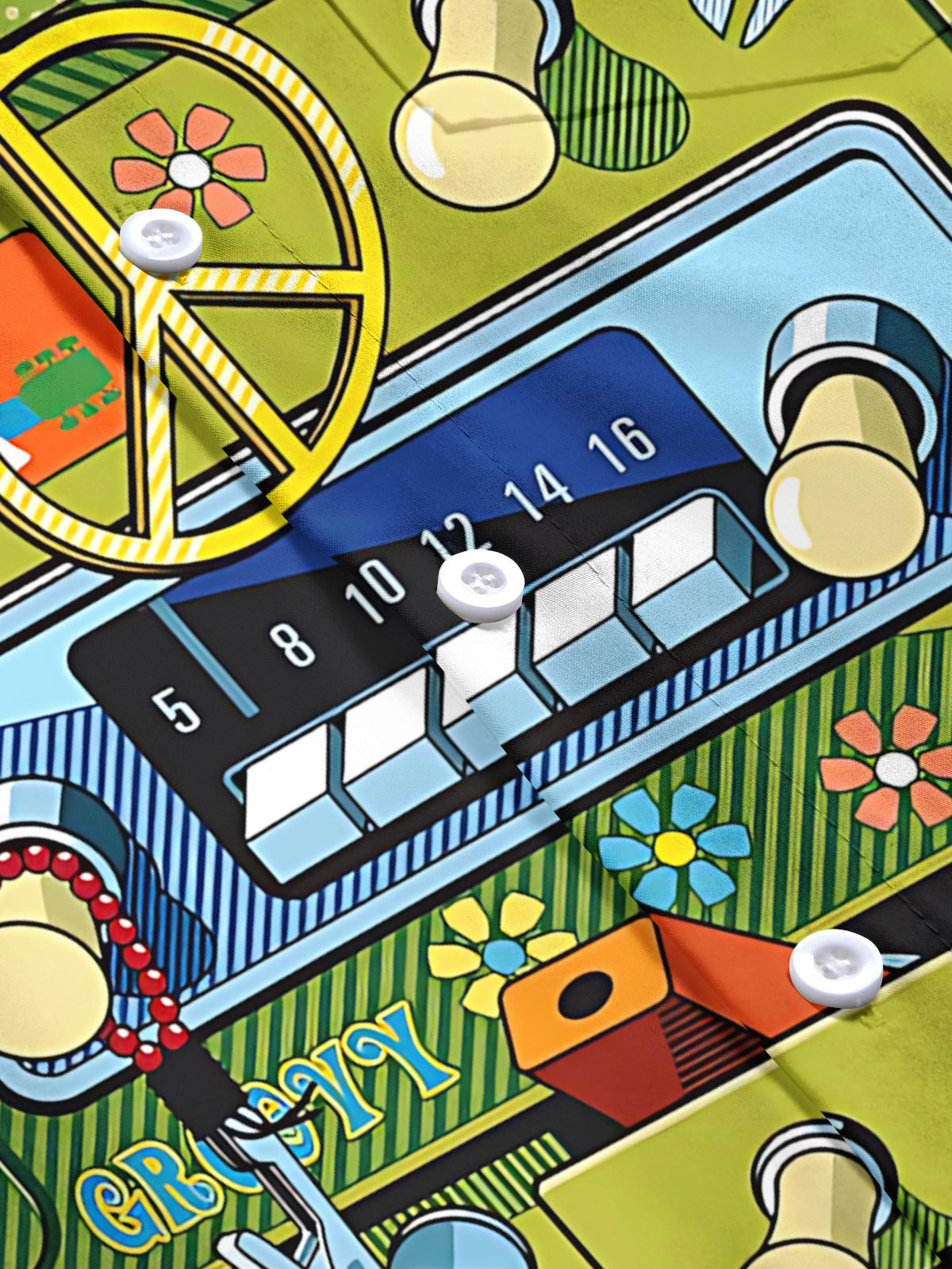 Hippie Art Print Men's Pocket Short Sleeve Shirts