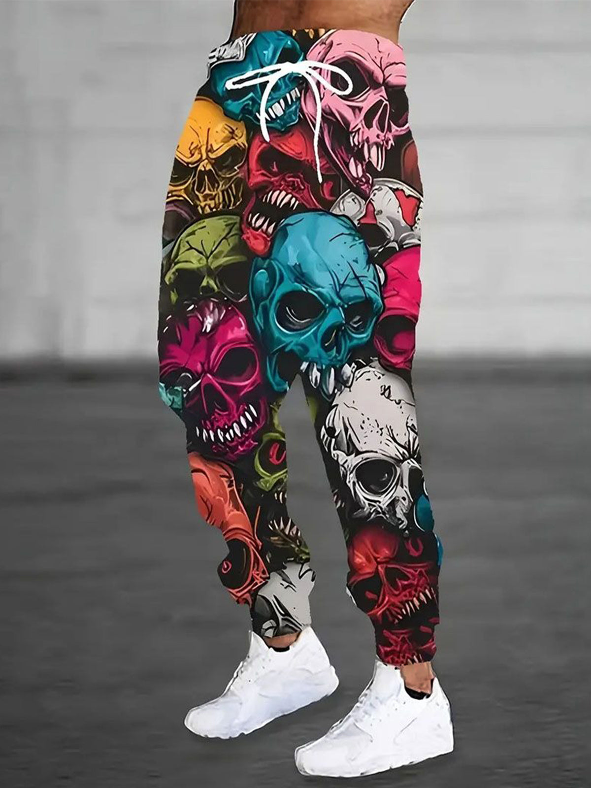Funny Colorful Skull Halloween Men's Casual Pants