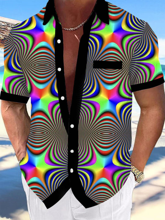men's abstract print shirt front view