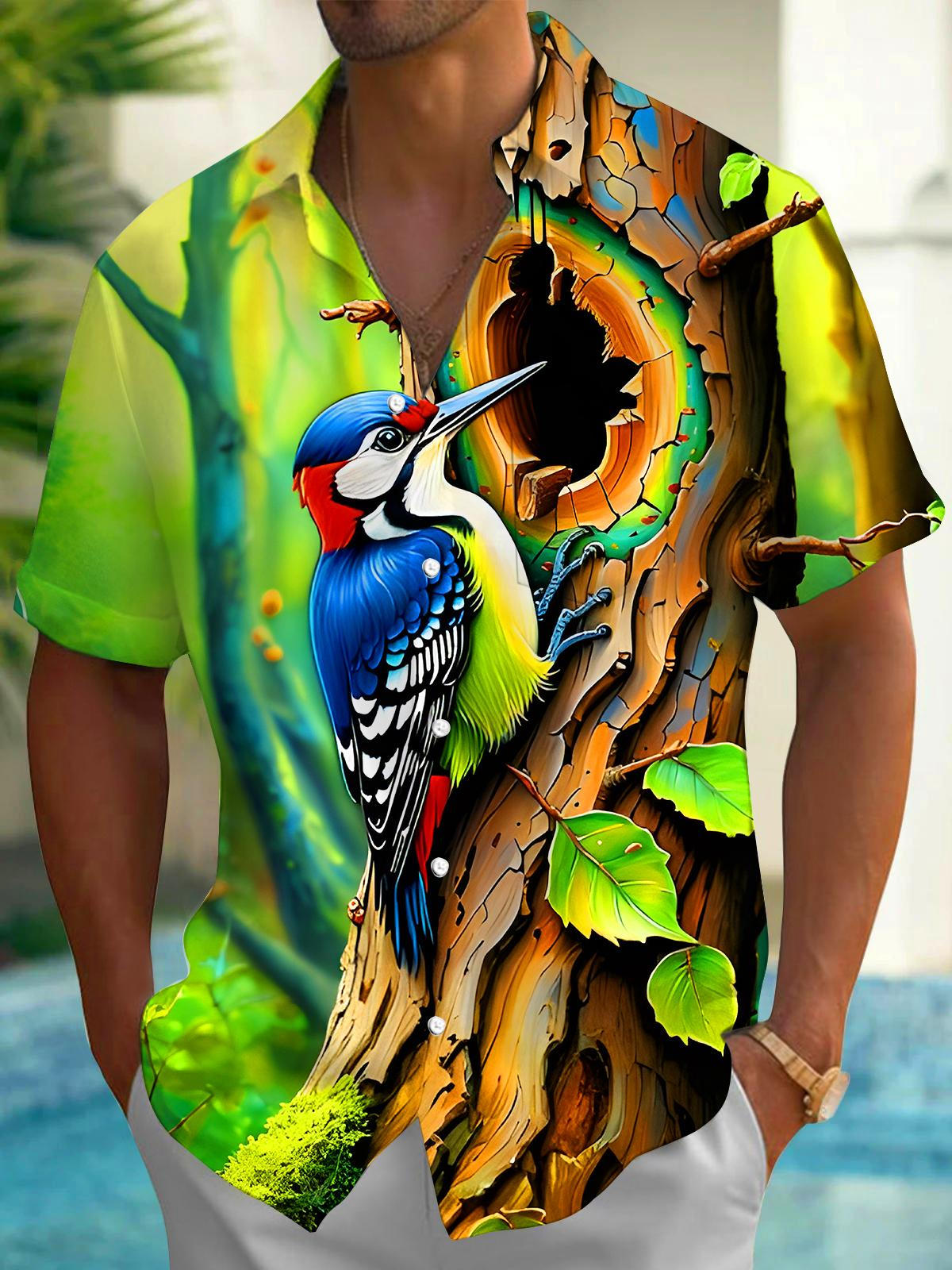 Woodpecker Men's Pocket Short Sleeve Shirts