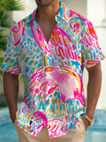 Art Hawaiian Casual Retro Short Sleeve Men's Shirts With Pocket