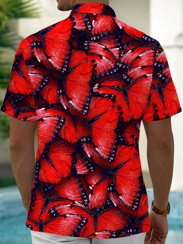 Mens Butterfly Print Short Sleeve Shirt Back View