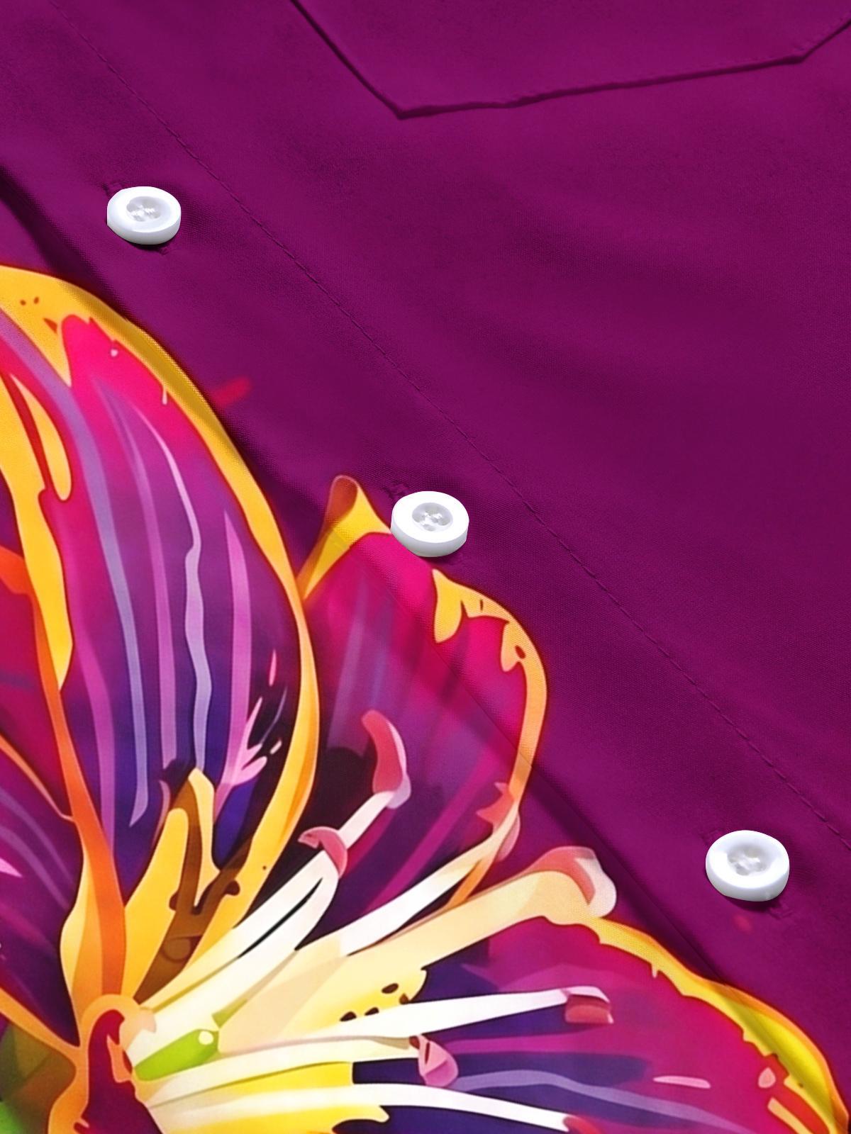 men's floral short sleeve flat lay shirt