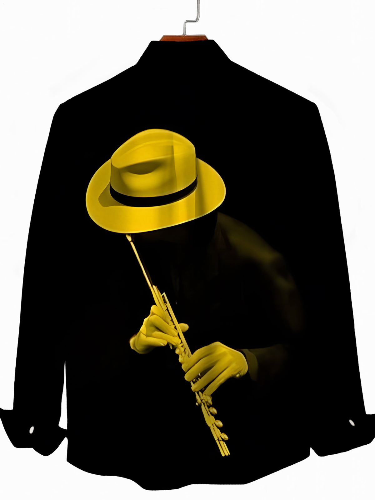 Musical Art Print Men's Pocket Long Sleeve Shirts