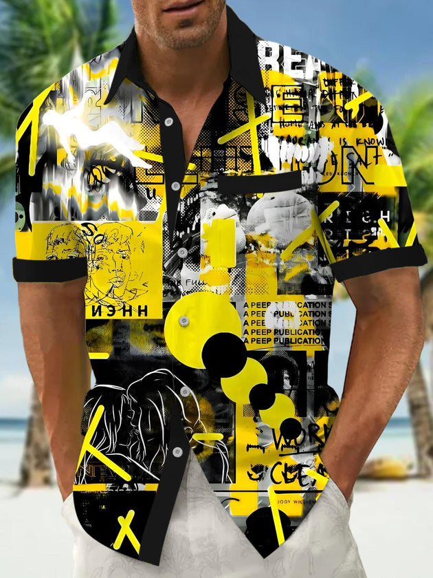 men's abstract print shirt front view