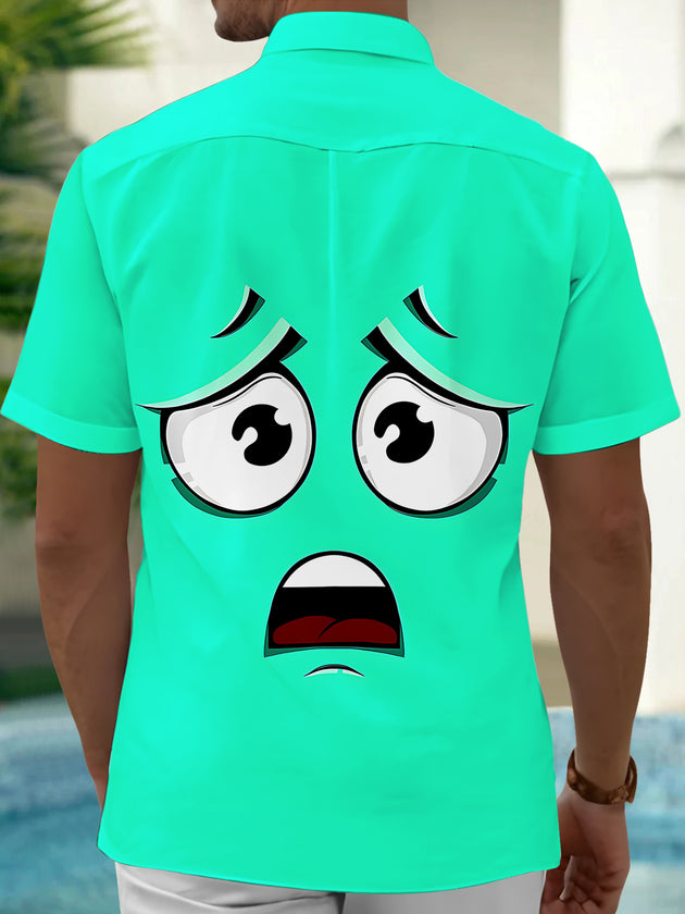 Men's funny print pocket short sleeve shirt back view