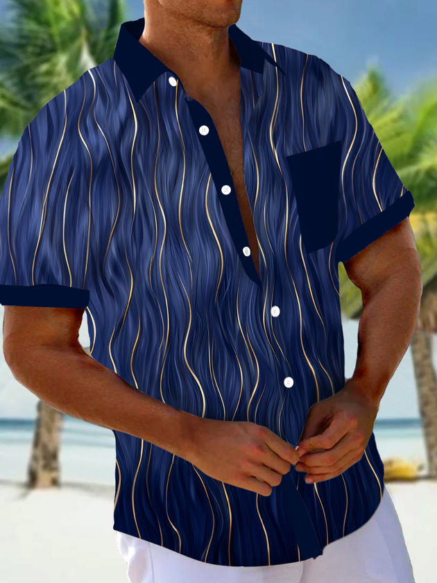Men's abstract print short sleeve shirt front view
