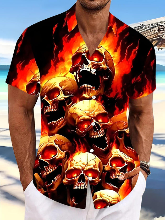 men's skull print shirt front view