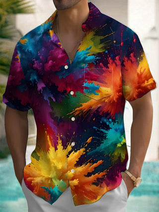 men's Hawaiian shirt front view tropical beach vacation