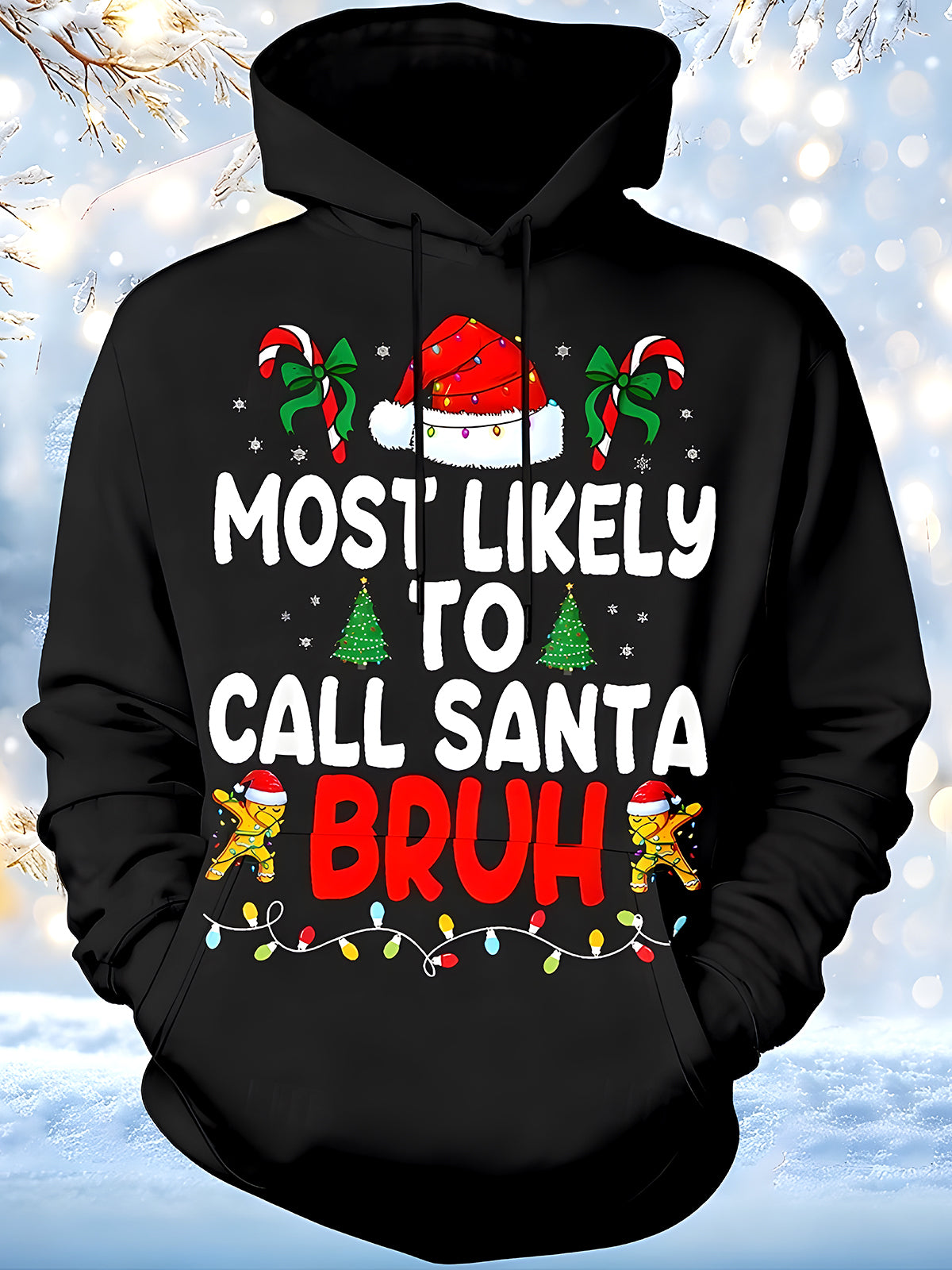 Christmas Men's Long Sleeve Pocket Hoodies