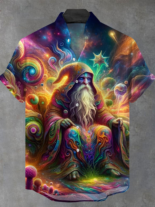 men's abstract print shirt front view