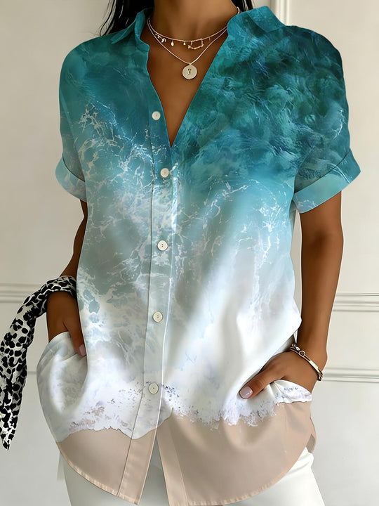 Ocean Pattern Women's Short Sleeve Shirts