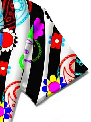 men's colorful floral shirt close-up short sleeve