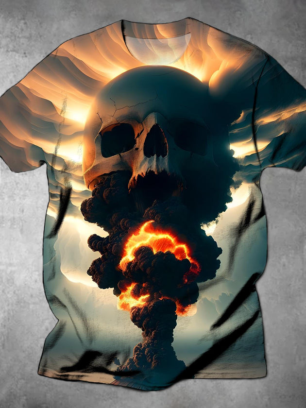 men's skull print graphic t-shirt front view
