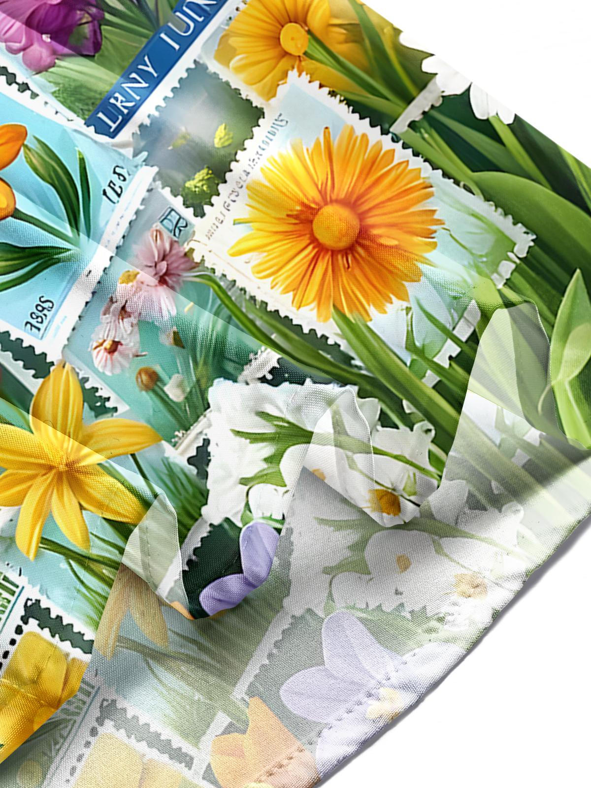 Stamp Floral Men's Pocket Short Sleeve Shirts